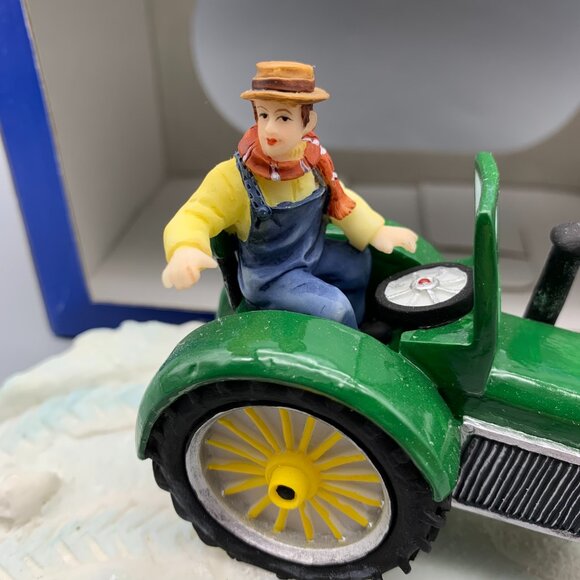 Heartland Valley Christmas Village Green Tractor on Hill of Snow in Original Box - Picture 6 of 10